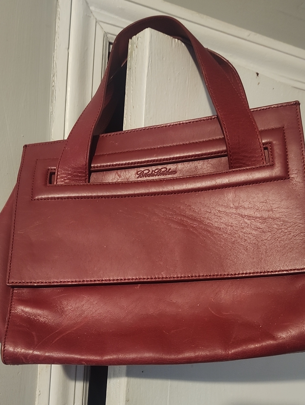 Brooks Brothers Wine Red Leather Satchel